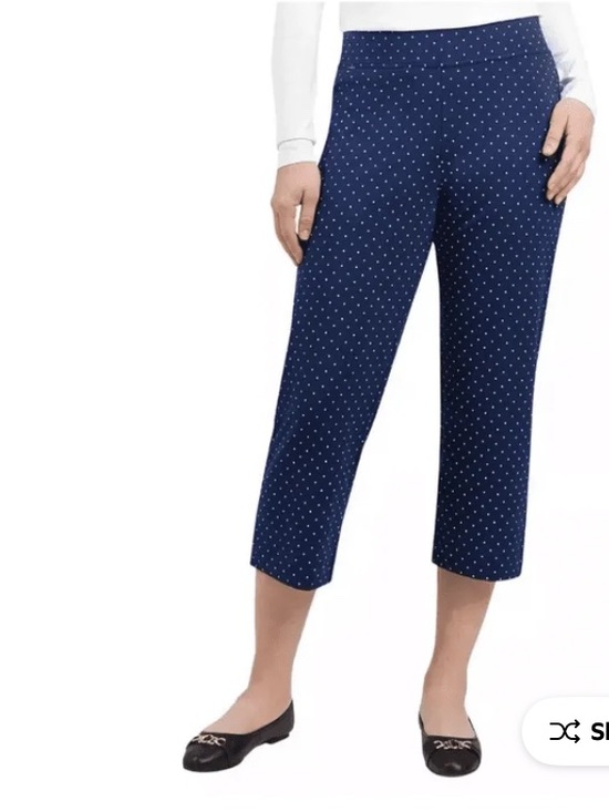 Lands' End Pants - Lands' End NWOT Navy Polka Dot Cropped Capris